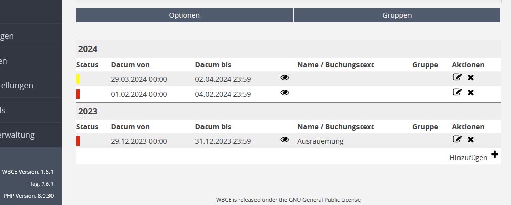 Testbuchungen